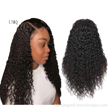Uniky Nusface Wholesale virgin water wave lace front wigs, 9A Glueless italian curly full lace wig human hair with baby hair